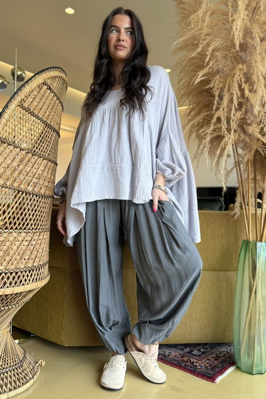 Suri Cushion Cotton Artist Smock Smoke /15=